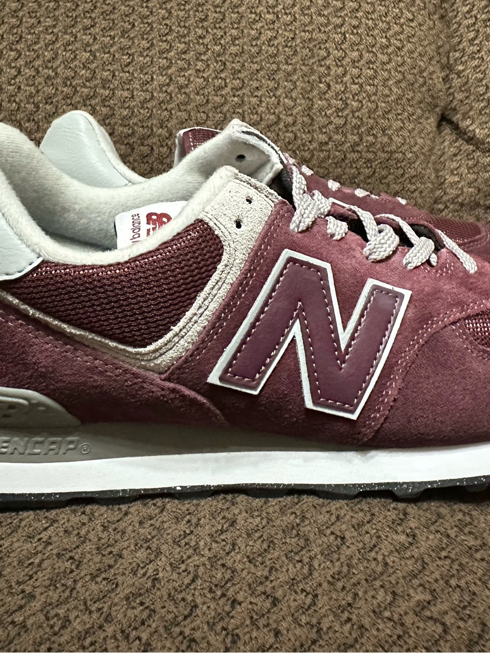 New Balance Burgundy Suede & Mesh 574 Sneakers - Picture 5 of 9